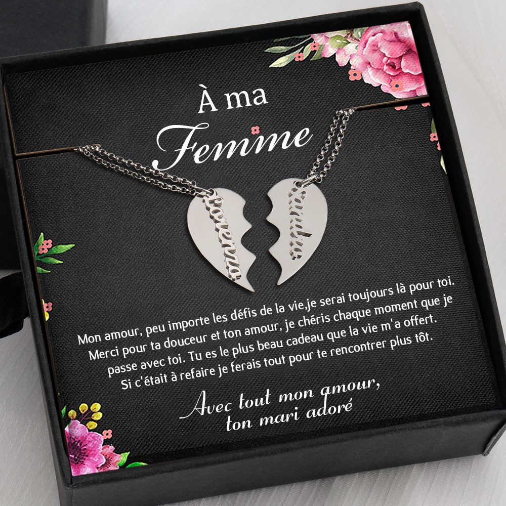 À ma Femme Collier Prénom Couple Personnalisé Cadeau Saint Valentin