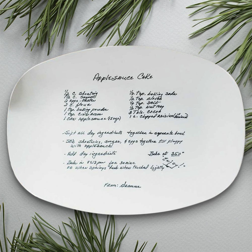 Plateau de recettes familiales manuscrit personnalisé pour maman grand-mère