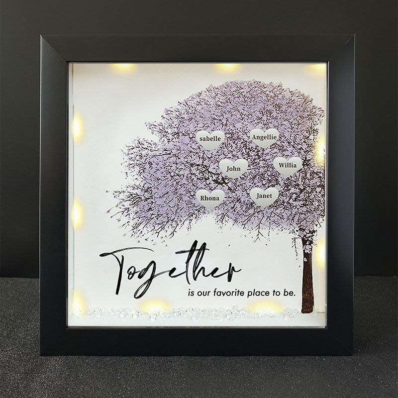 Together is Our Favorite Place to be Personalized Family Tree Name Black Frame Home Decor