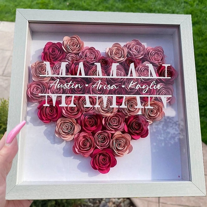 Boîte à ombres à fleur de maman personnalisée avec nom pour la fête des mères