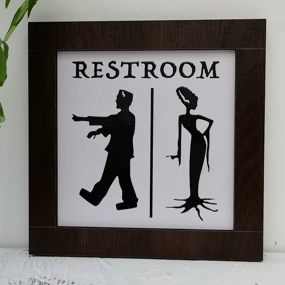 Panneau en bois pour salle de toilettes Halloween