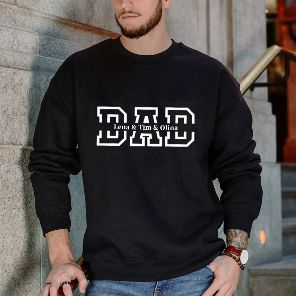 Sweat à capuche papa personnalisé avec noms d'enfants pour cadeau de fête des pères