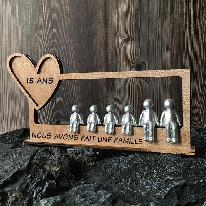 Figurines sculptées personnalisées 3 ans Notre petite famille cadeau de Noël pour 3e anniversaire