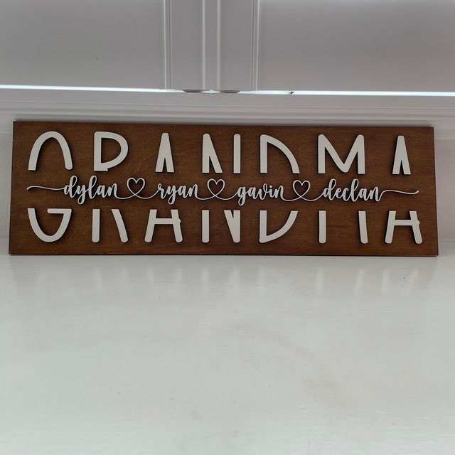 Panneau en bois de maman personnalisé avec gravure de nom de petits-enfants pour l'anniversaire de grand-mère fête des mères