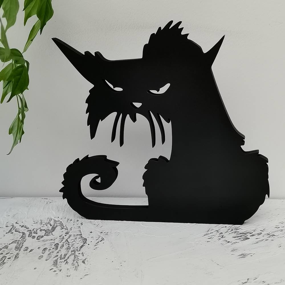 Signe de chat en colère Halloween Décoration de plateau de niveau pour la maison