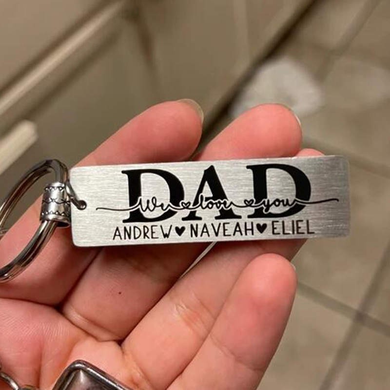 Father's Day Personalized Dad Keychain With Kids Name