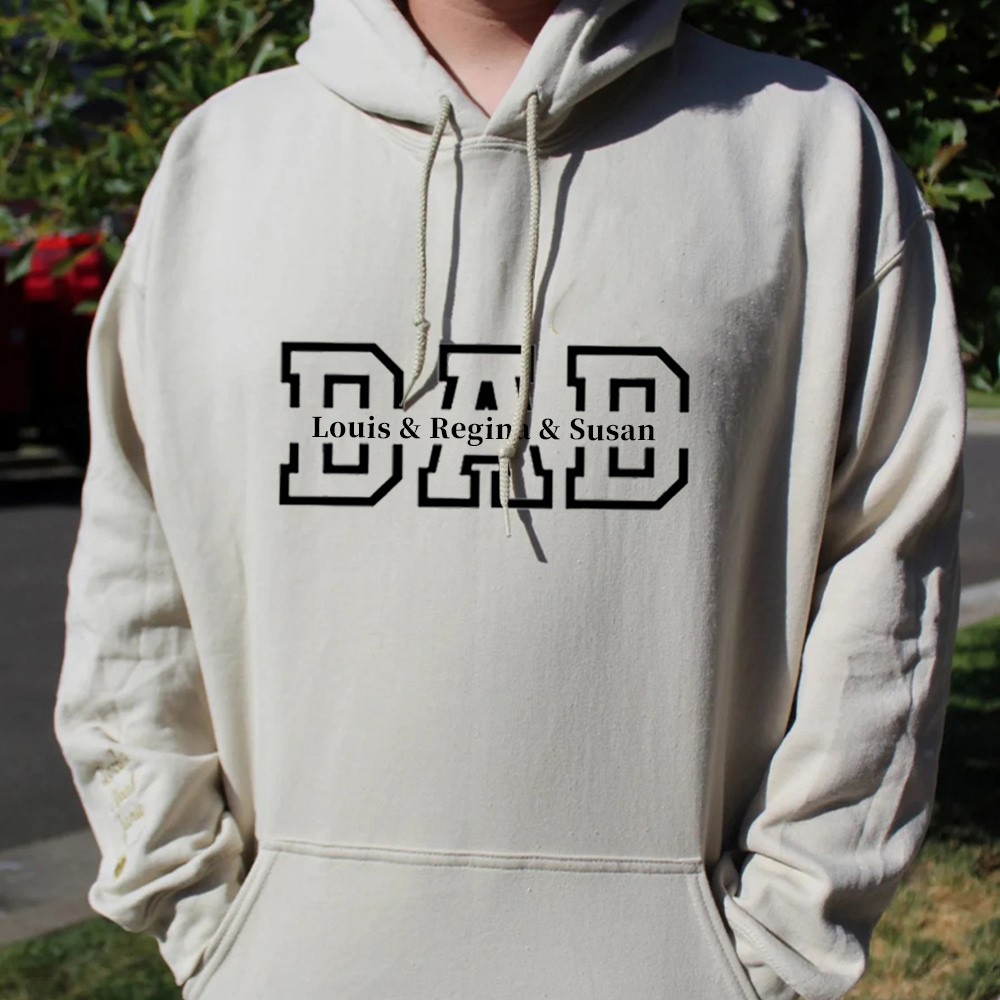 Sweat à capuche papa personnalisé avec noms d'enfants pour cadeau de fête des pères
