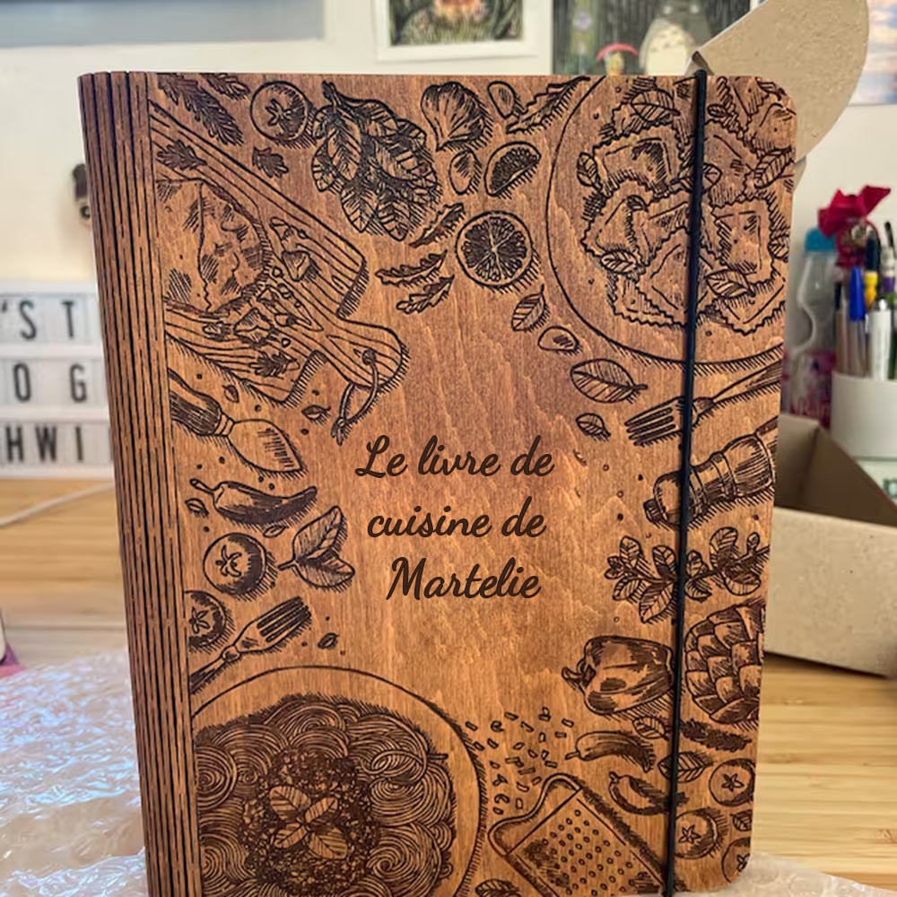 Livre de recettes en bois familial personnalisé pour maman grand-mère, idées cadeaux pour le jour de Noël