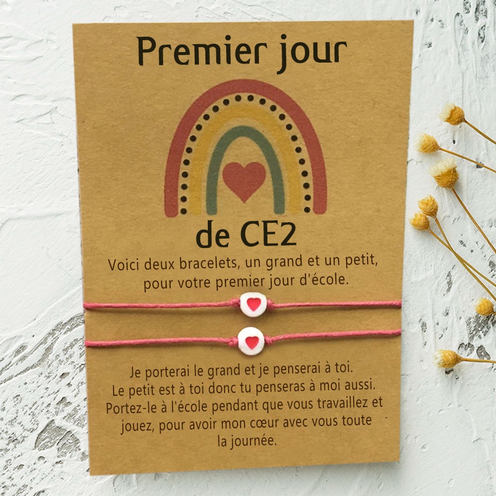 Rentrée des classes bracelet Premier jour au CE2 cadeau pour enfant lot de 2