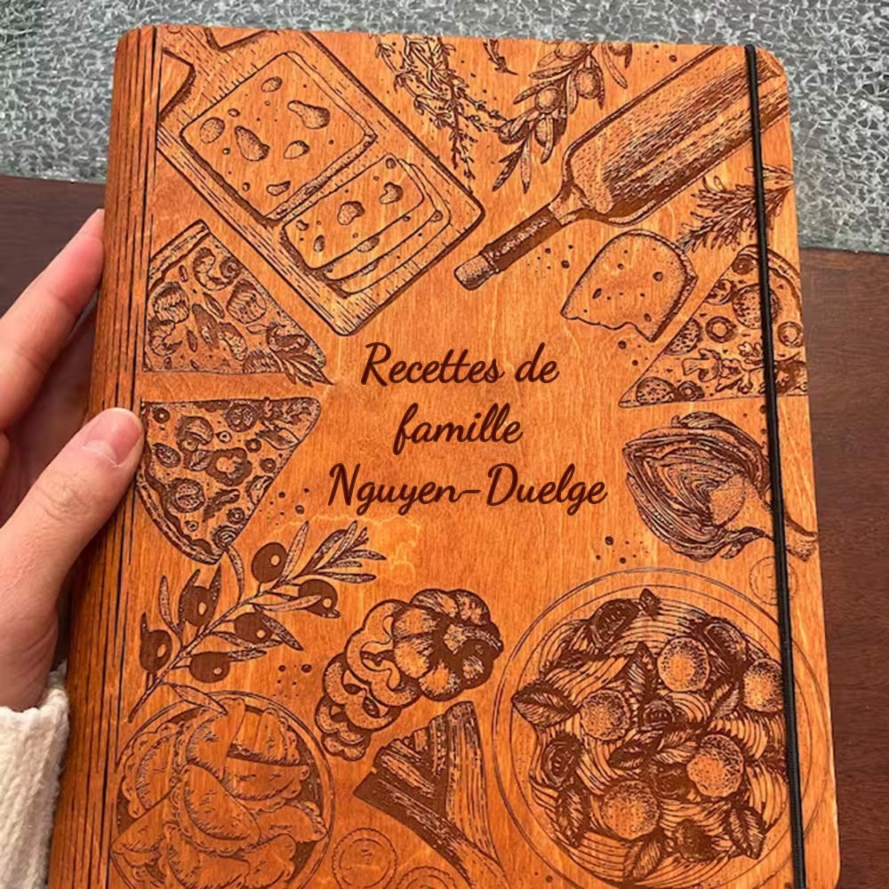 Livre de recettes personnalisé Family Wood Mami pour des idées de cadeaux pour le jour de Noël