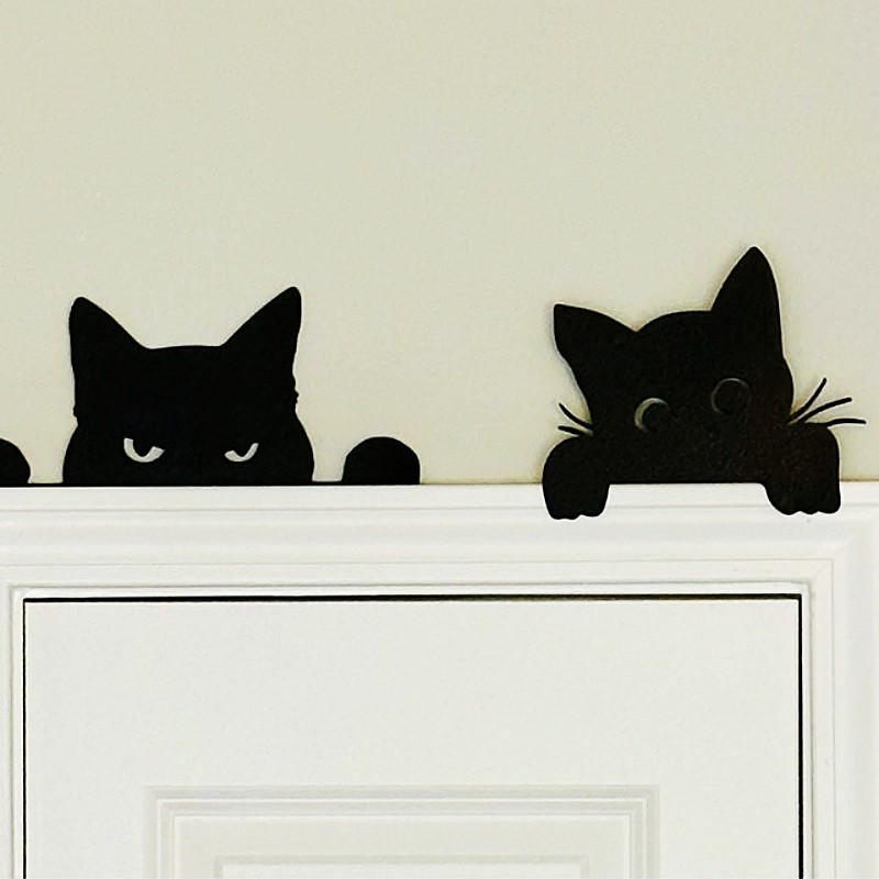 Pancarte D'angle de porte fantôme de chat noir d'Halloween