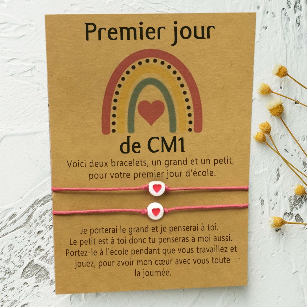 Rentrée des classes bracelet Premier jour au CM1 cadeau pour enfant lot de 2