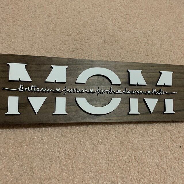 Panneau en bois de maman personnalisé avec gravure de nom pour anniversaire fête des mères