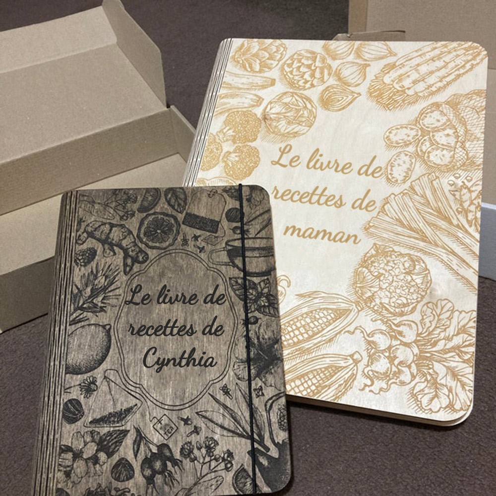 Livre de recettes familial personnalisé en bois pour maman, grand-mère, idées cadeaux pour le jour de Noël