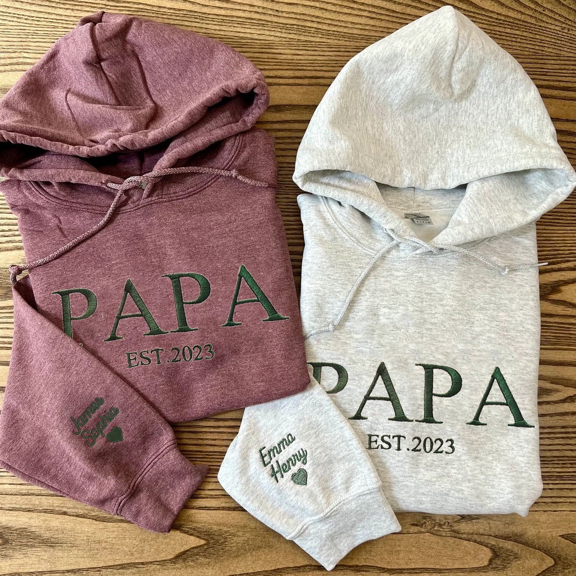 Sweat à capuche papa brodé personnalisé avec noms d'enfants pour cadeau de fête des pères