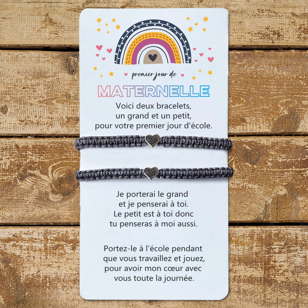 bracelet retour à l'école premier jour de maternelle cadeau pour enfants lot de 2