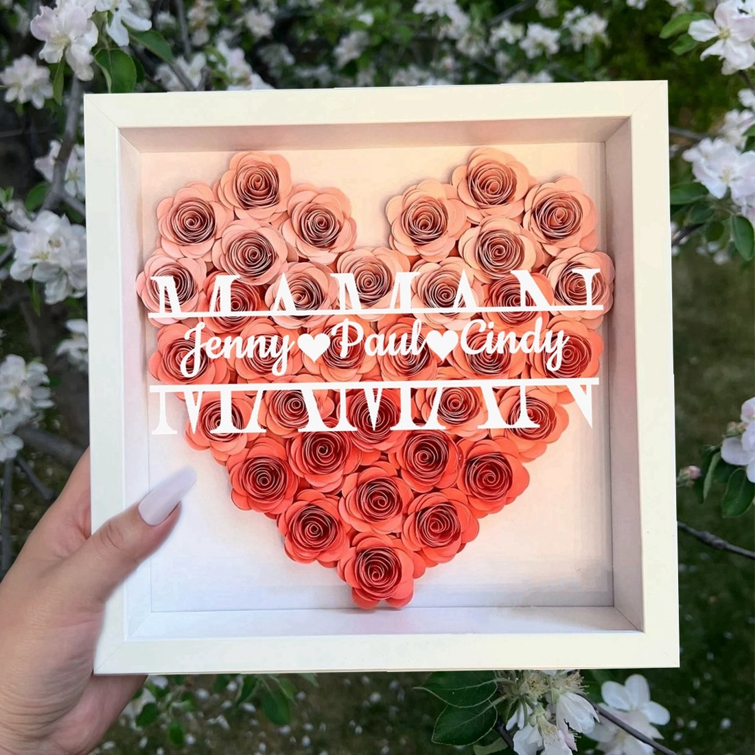 Boîte à ombres à fleur de maman personnalisée avec nom pour la fête des mères