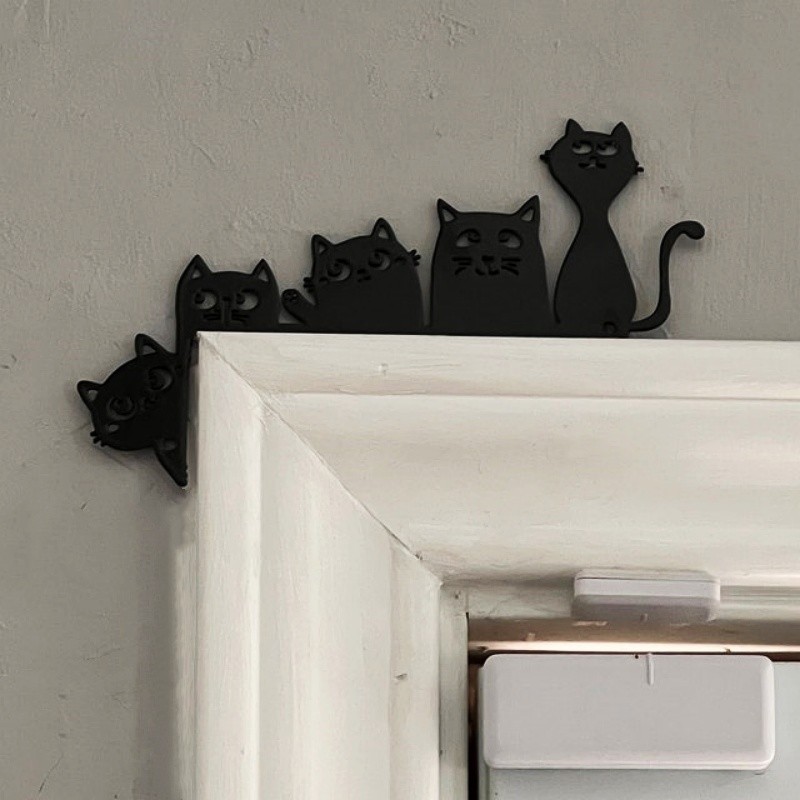 Pancarte D'angle de porte fantôme de chat noir d'Halloween