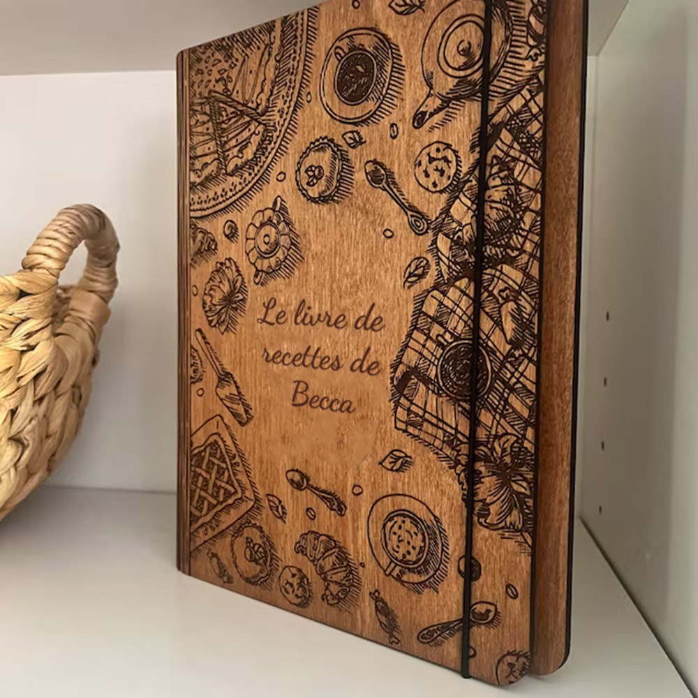 Livre de recettes familial personnalisé en bois pour maman, grand-mère, idées cadeaux pour le jour de Noël