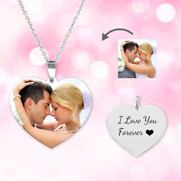 Collier photo couleur personnalisé en forme de coeur