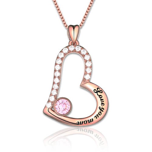 Love You Mom Birthstone Necklace