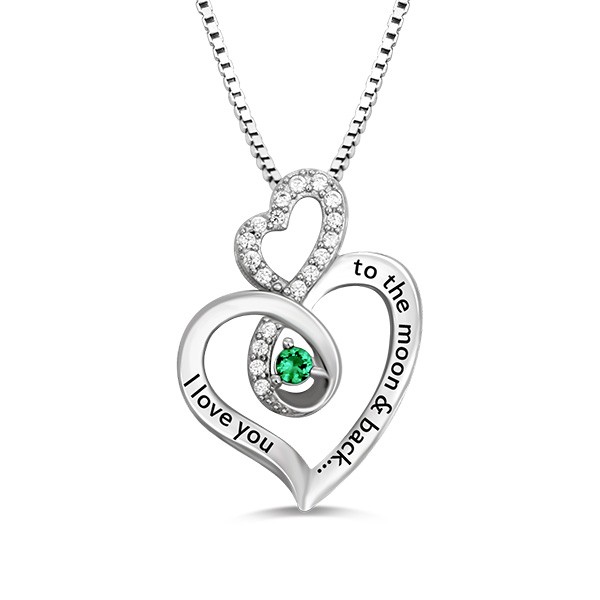 Collier en argent sterling Infinity Heart Birthstone s925 personnalisé