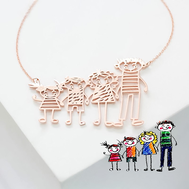 Colliers de dessin pour enfants - Bijoux spéciaux pour les mamans