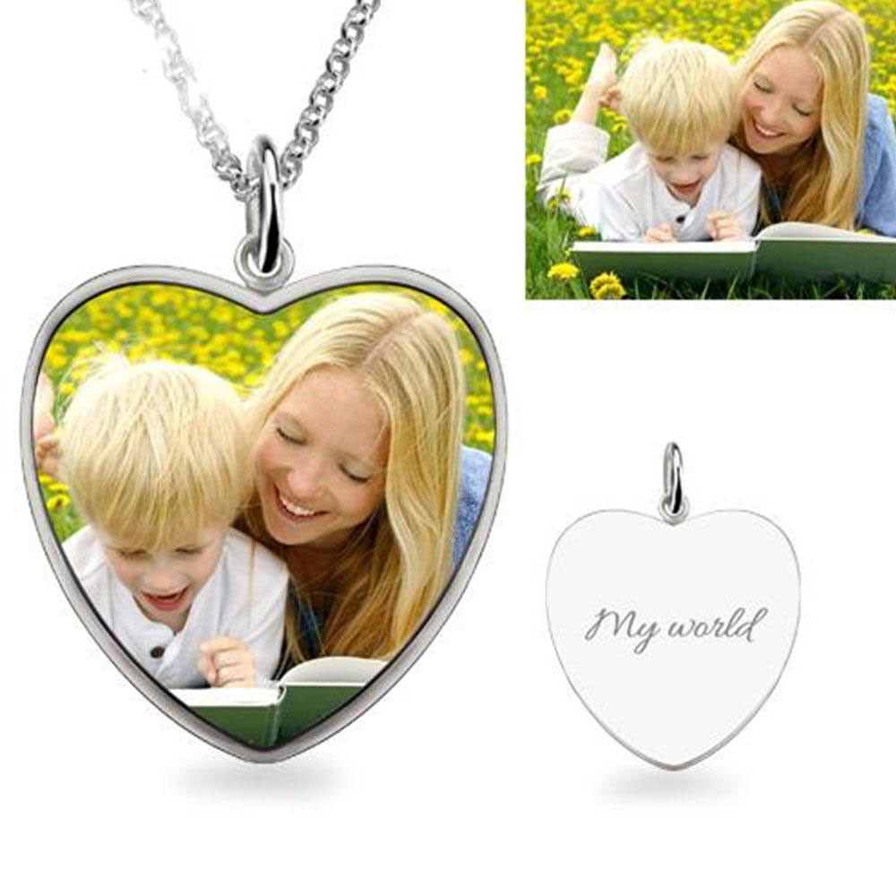 Collier photo gravable personnalisé coeur
