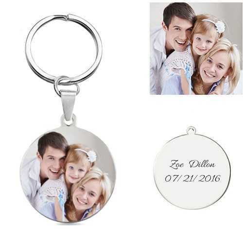 porte clés photo en forme rond personnalisé