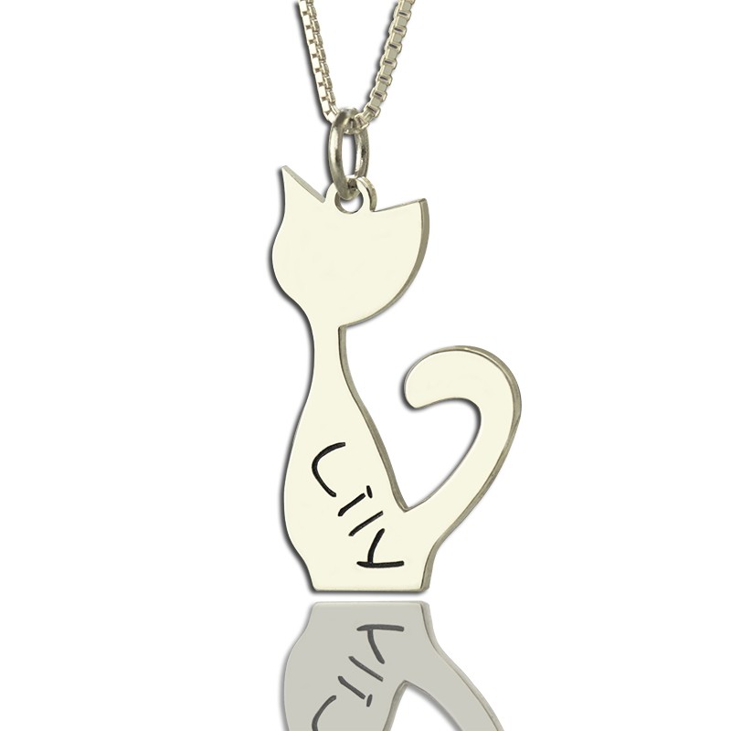 Collier avec breloque nom de chat personnalisé