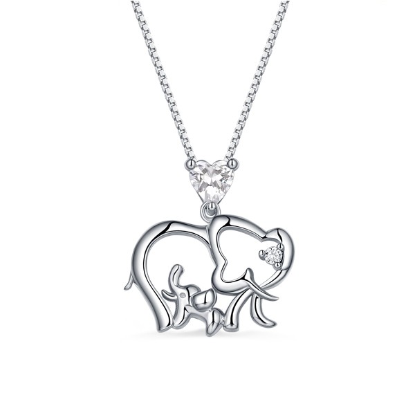 Collier d'éléphant en argent sterling s925 personnalisé Birthstone