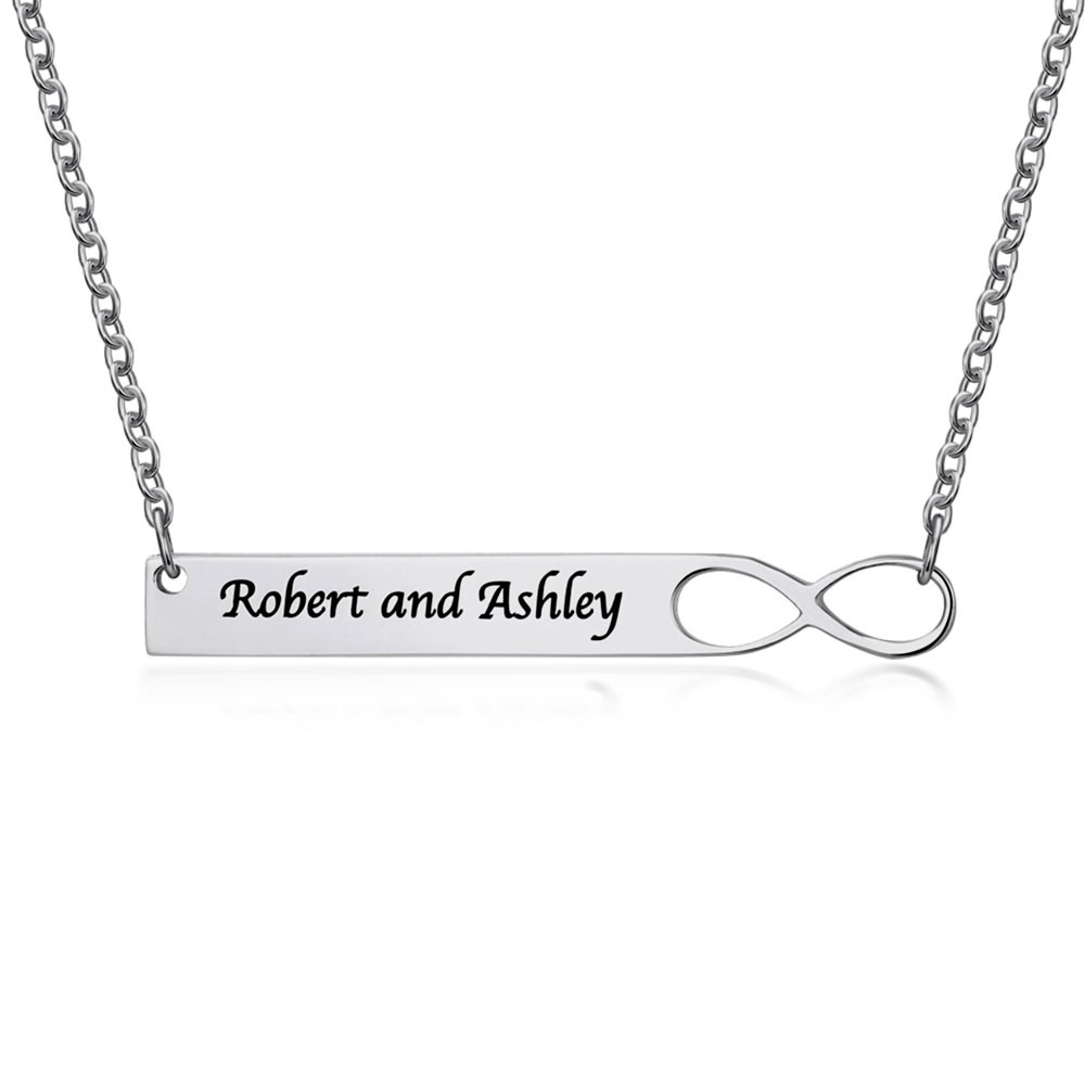 Collier de barre d’infini avec la gravure