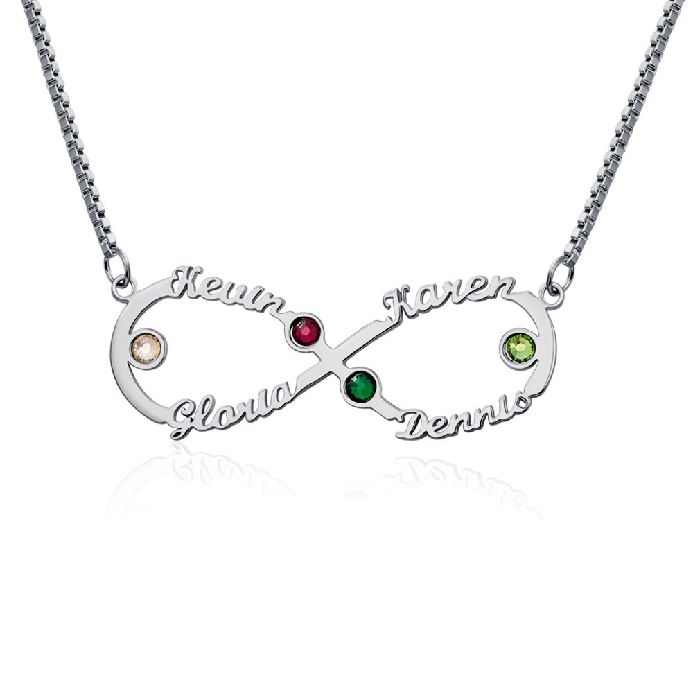 Collier Prénom Infini avec Pierres de Naissance