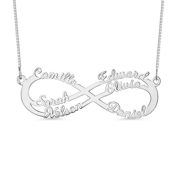Collier symbole Infinity 6 noms personnalisé