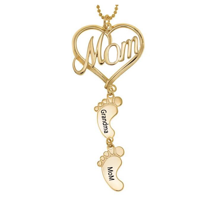 Collier maman avec pieds de bébé 1-10 pendentifs