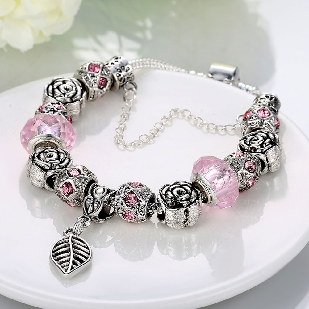 Bracelet Feuille Rose