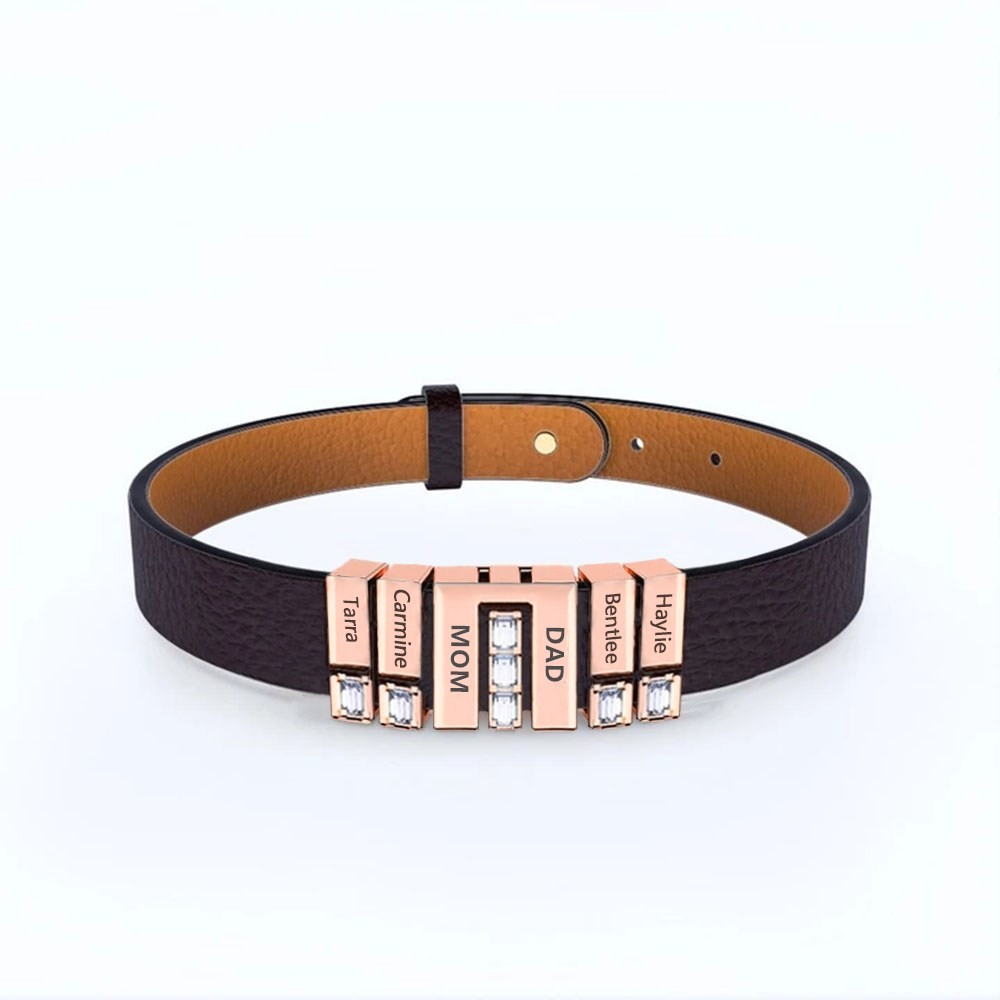 Cadeaux de fête des pères Bracelet personnalisé pour hommes avec nom d'enfant pour papa