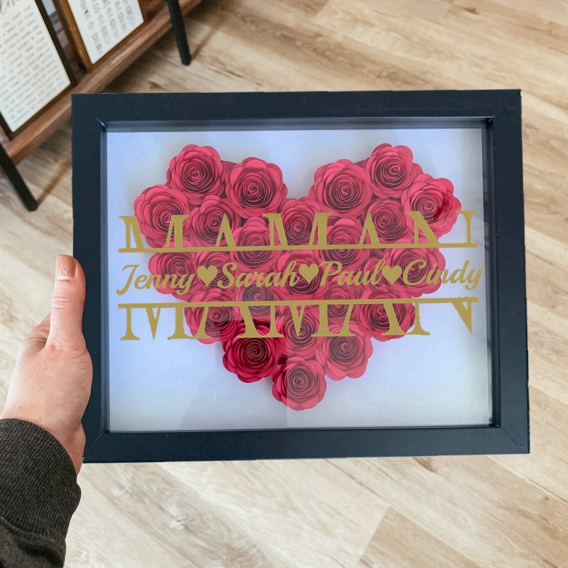 Boîte à ombres à fleur de maman personnalisée avec nom pour la fête des mères