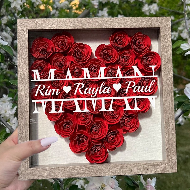 Boîte à ombres à fleur de maman personnalisée avec nom pour la fête des mères