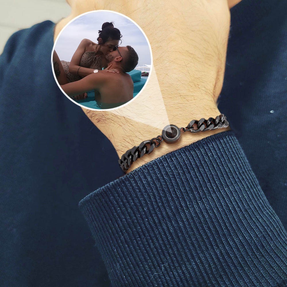 Bracelet personnalisé de projection de photo commémorative pour elle et lui