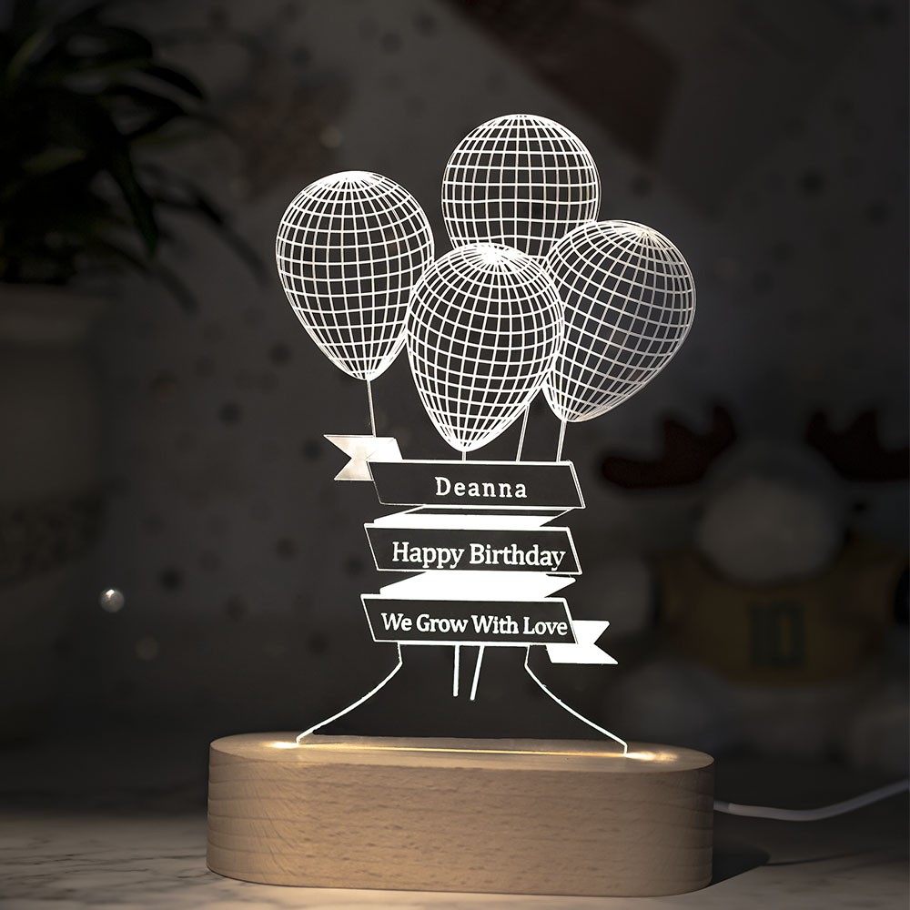 Nuit personnalisée de lampe d'illusion 3D avec des noms gravés pour sa petite amie épouse