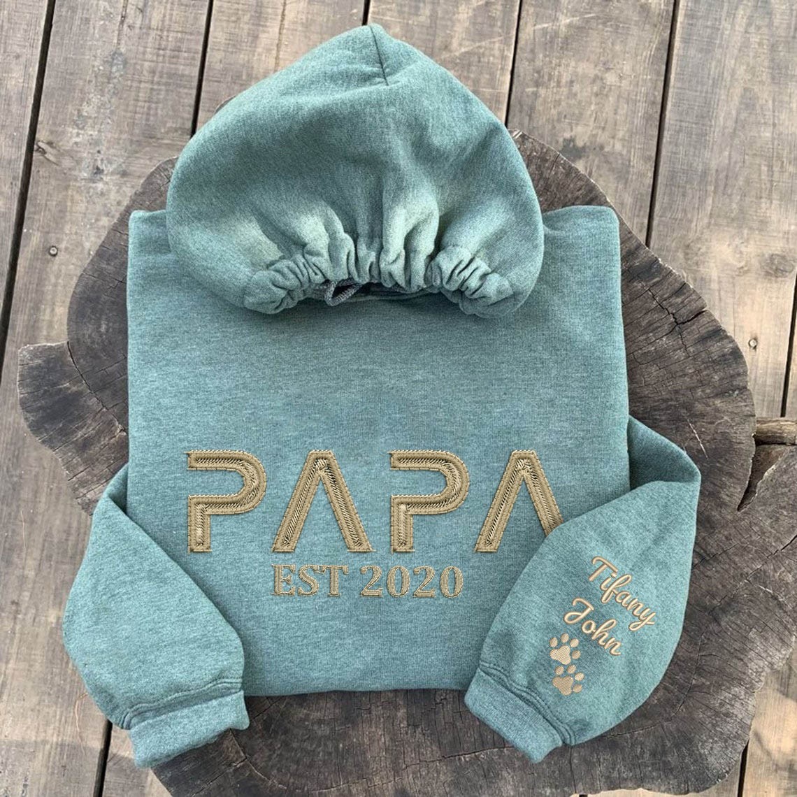 Sweat à capuche personnalisé brodé Papa avec les noms des enfants pour cadeau de fête des pères