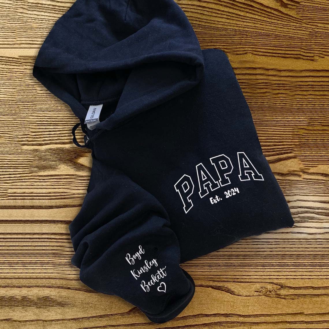 Sweat à capuche personnalisé brodé Papa avec les noms des enfants pour cadeau de fête des pères