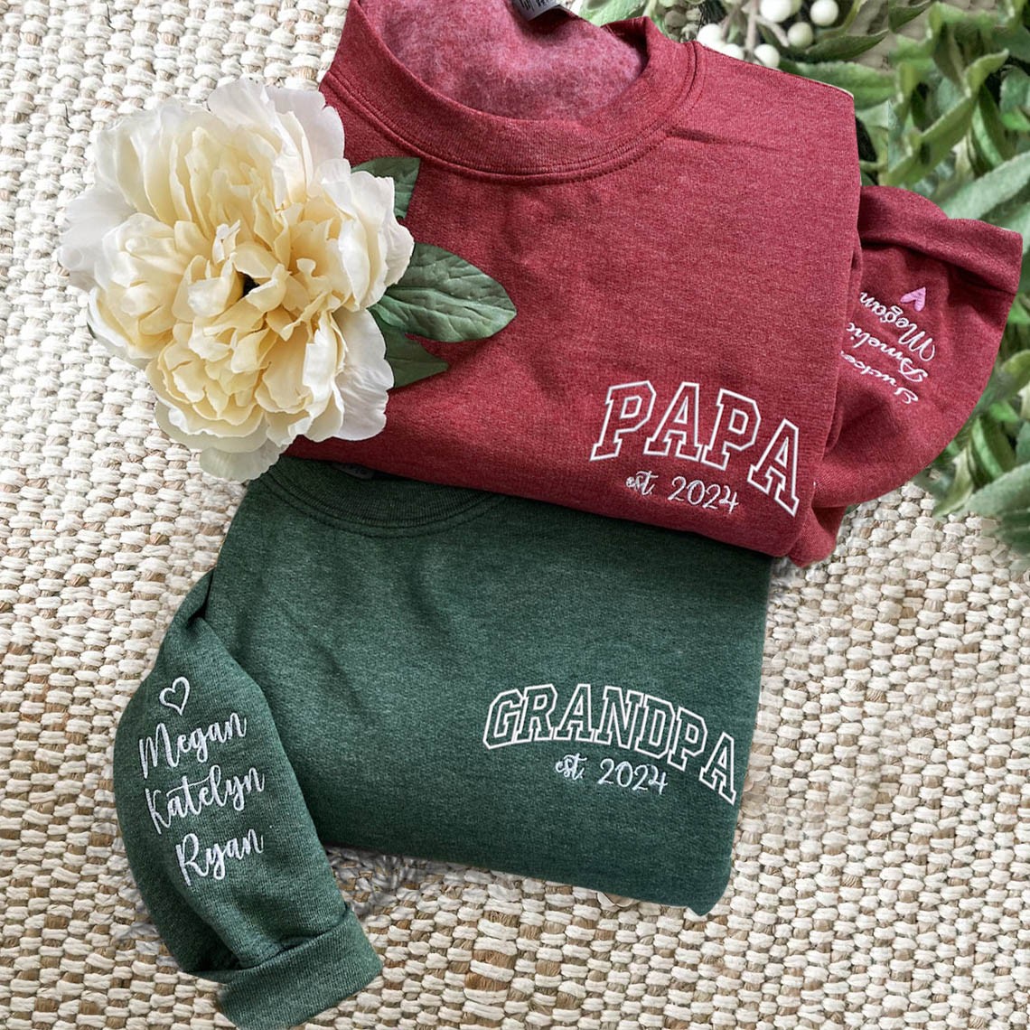Sweat à capuche personnalisé brodé Papa avec les noms des enfants pour cadeau de fête des pères