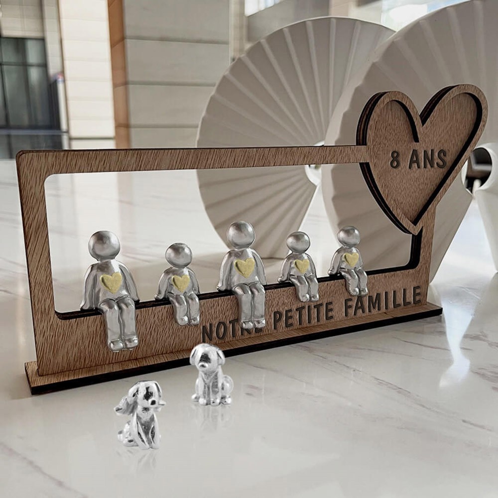 8 ANS NOUS AVONS FAIT UNE FAMILLE Figurines de sculpture personnalisées cadeau du 8e anniversaire