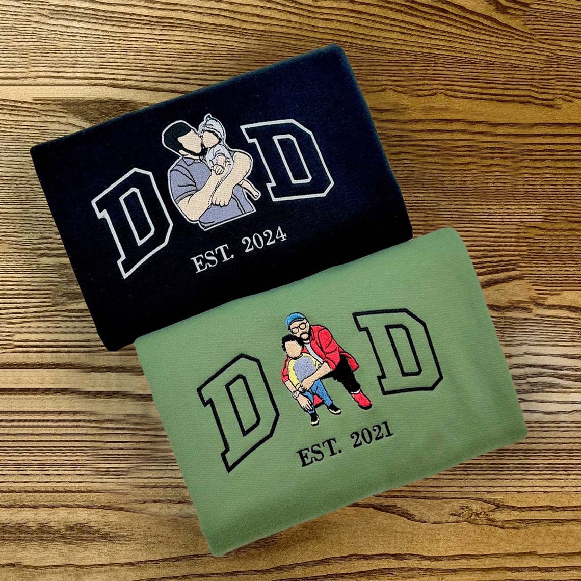Sweat à capuche personnalisé avec photo brodée pour papa avec les noms des enfants pour cadeau de fête des pères