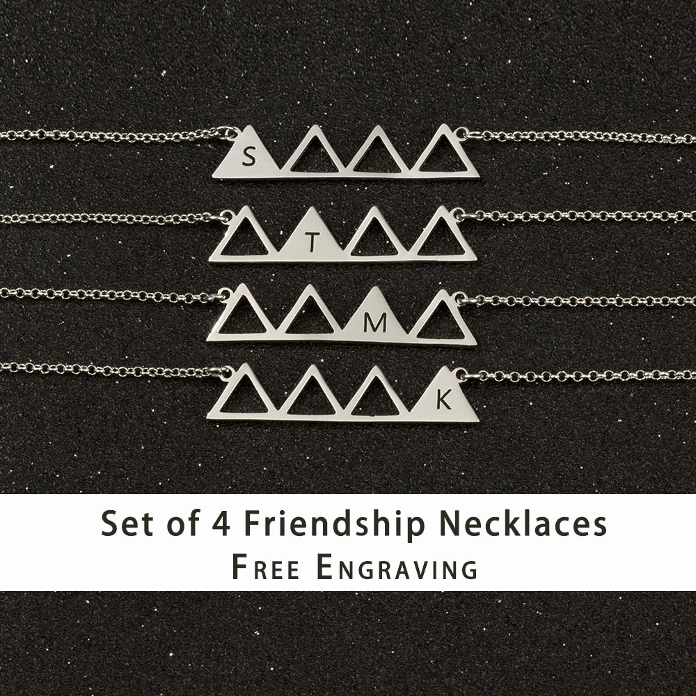 Personalized Four Best Friend Sister Friendship Necklaces For 4