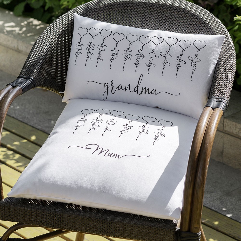 Gravure personnalisée d'oreiller de famille 1-16 noms pour le cadeau de maman