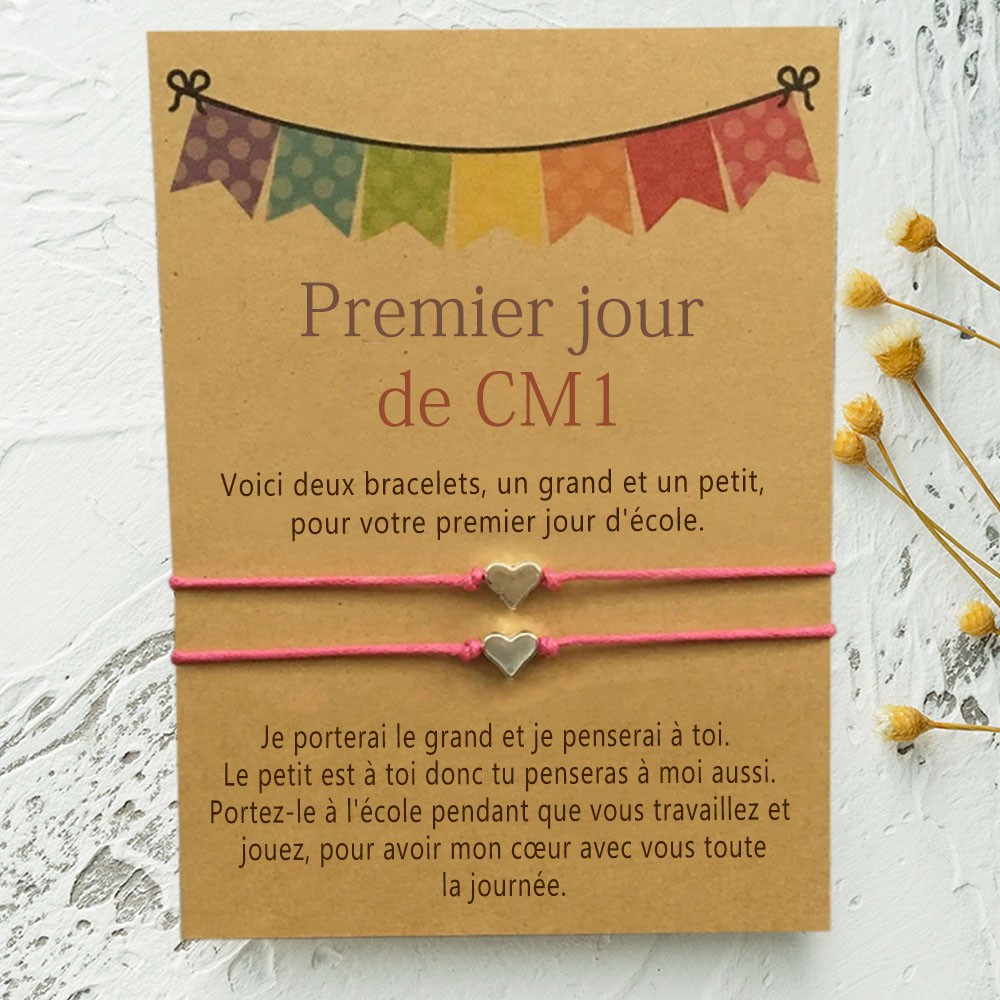 Rentrée des classes bracelet Premier jour au CM1 cadeau pour enfant lot de 2