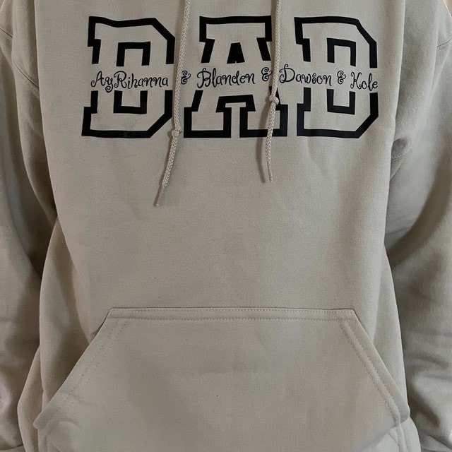 Sweat à capuche papa personnalisé avec noms d'enfants pour cadeau de fête des pères